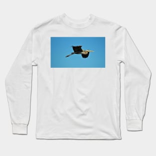 Great Blue Heron In Flight Long Sleeve T-Shirt